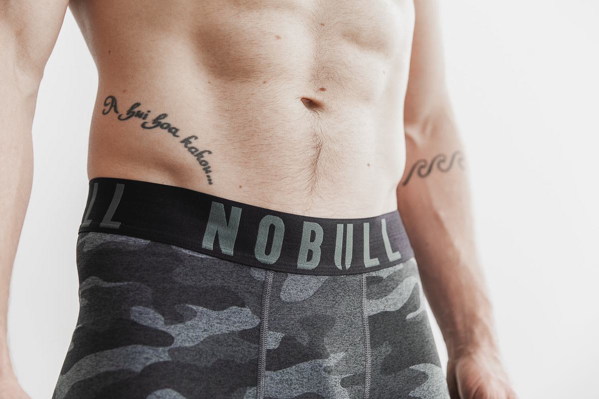 Nobull 3/4 Compression Plush Heather Strumpbyxor Herr Mörkgrå Camo | UC2973501