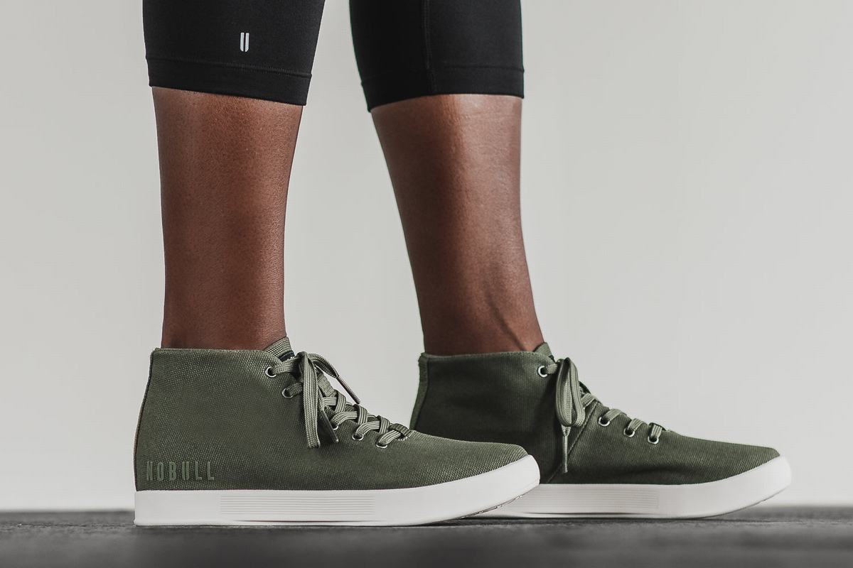 Nobull Canvas Mid Trainer Skor Dam Mörkgröna Vita | XP9283074