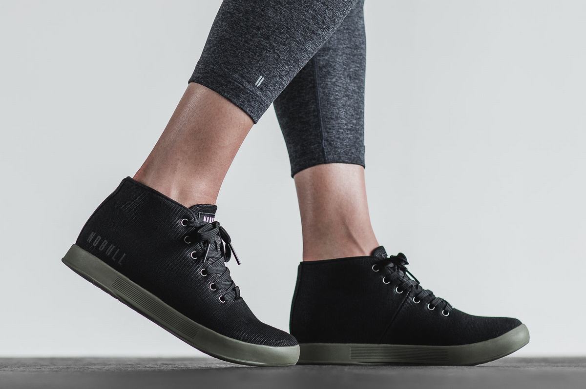 Nobull Canvas Mid Trainer Skor Dam Svarta Mörkgröna | ET0497361