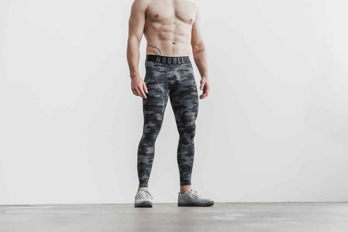 Nobull Compression Plush Heather Strumpbyxor Herr Mörkgrå Camo | EM9805324