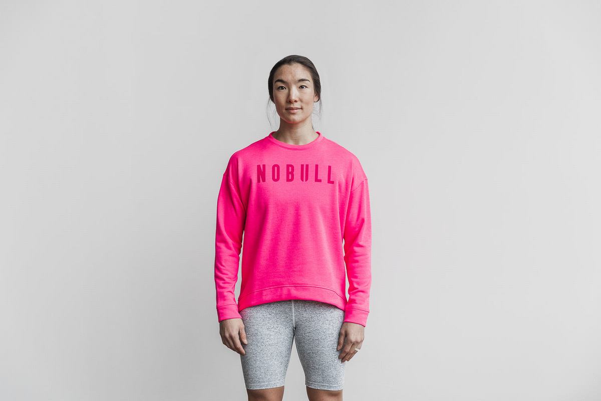 Nobull Crew Neon Tröja Dam Rosa | VM6034189