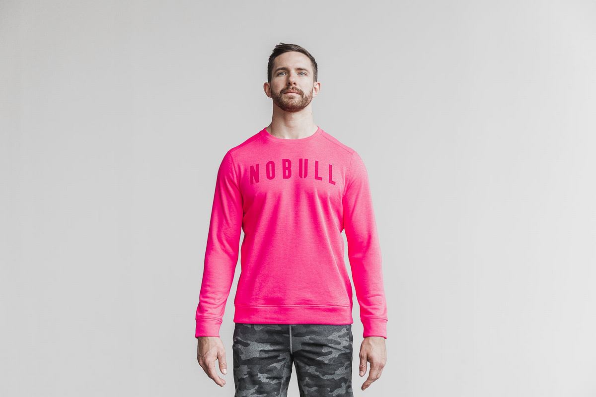 Nobull Crew Neon Tröja Herr Rosa | CP7536092