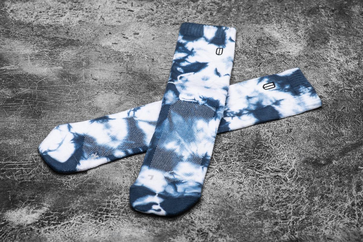 Nobull Crew Tie-Dye Strumpor Herr Vita Marinblå | ZF2057691