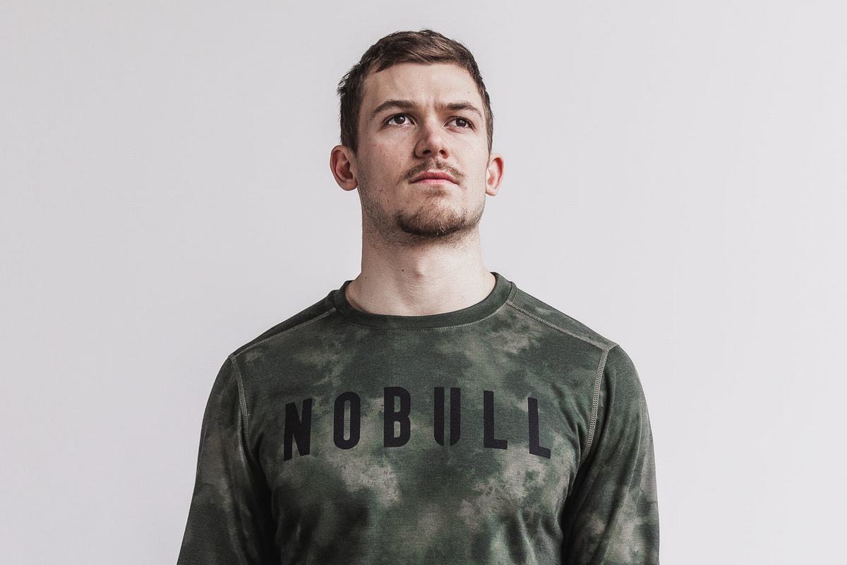 Nobull Crew Tie-Dye Tröja Herr Gröna | GU2513896