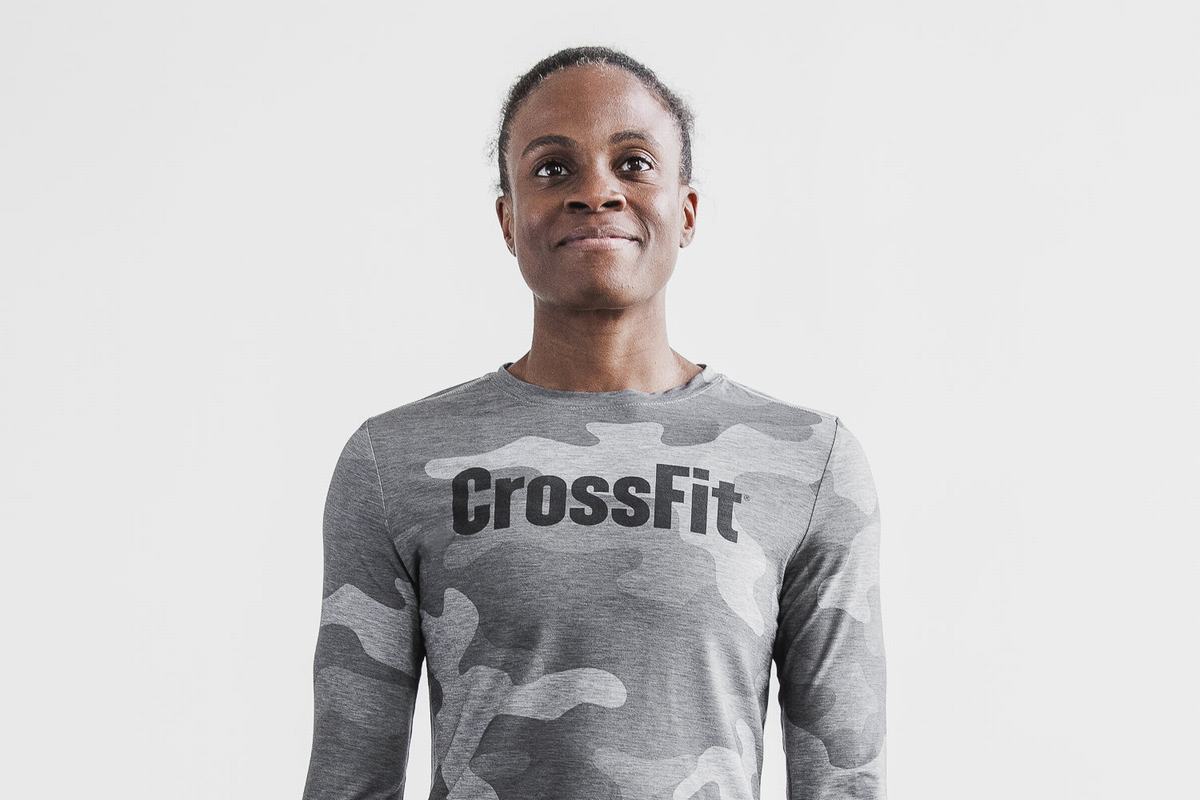 Nobull Crossfit® Långärmad T-Shirt Dam Grå Camo | KL8034627