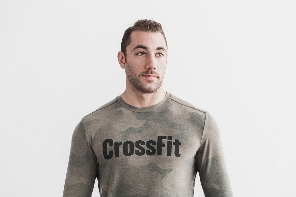 Nobull Crossfit® Långärmad T-Shirt Herr Gröna Camo | AO9803714