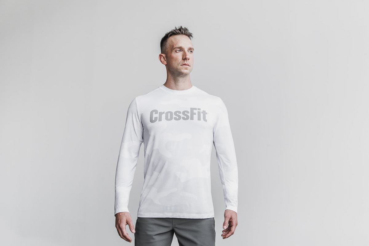 Nobull Crossfit® Långärmad T-Shirt Herr Vita Camo | PG4962185