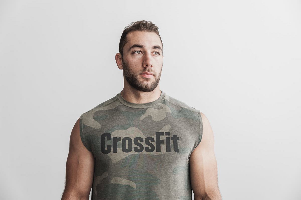 Nobull Crossfit® Ärmlös T-Shirt Herr Gröna Camo | UN5321960