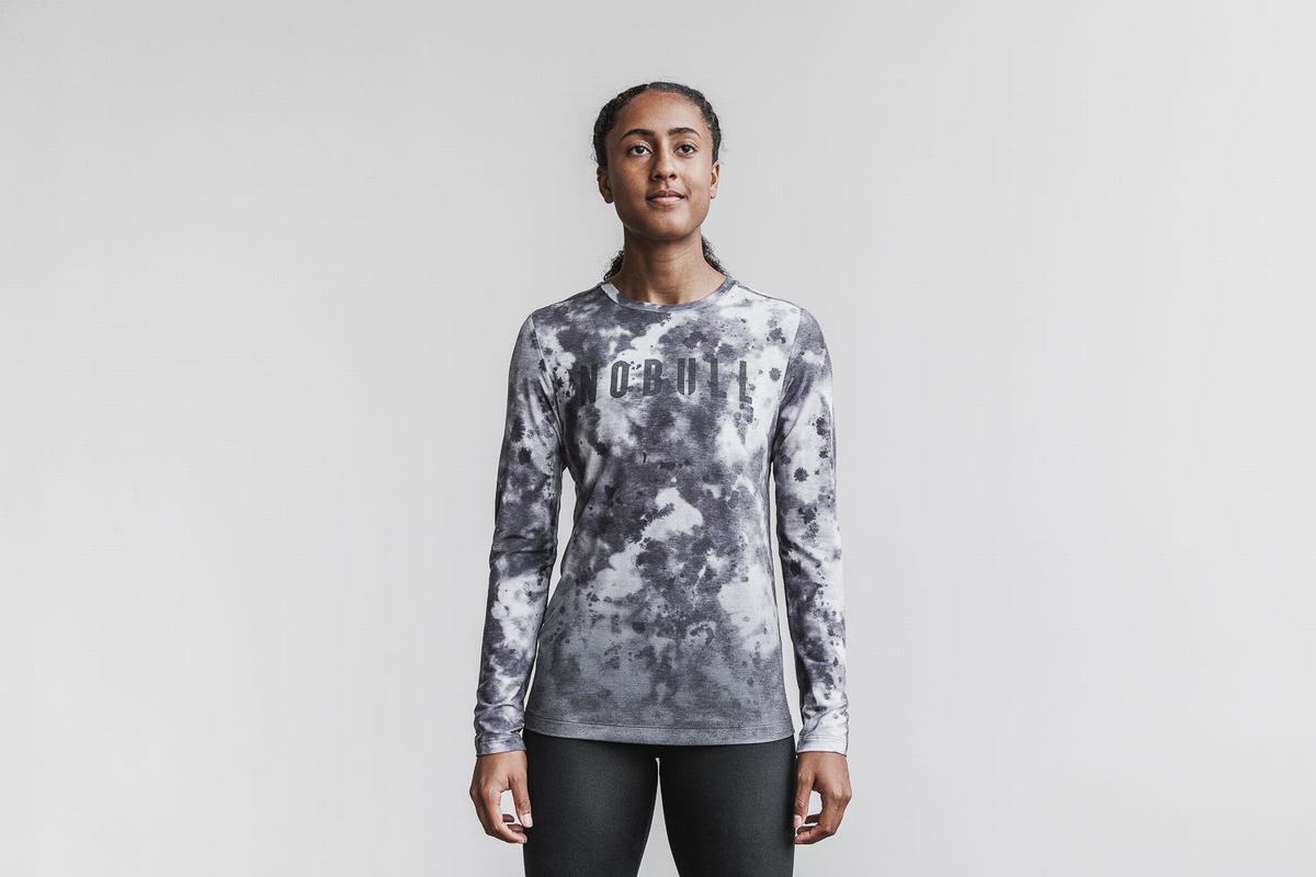 Nobull Dip-Dye Långärmad T-Shirt Dam Vita Svarta | PL6731840