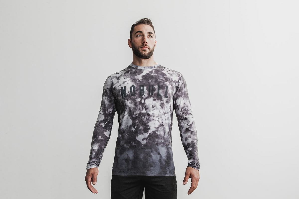 Nobull Dip-Dye Långärmad T-Shirt Herr Vita Svarta | NC3185240