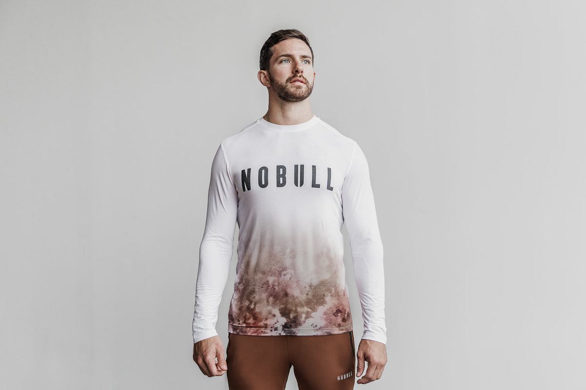 Nobull Dip-Dye Långärmad T-Shirt Herr Vita | NF5912380