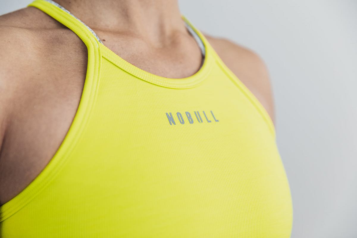 Nobull Halter Crop Tank Neon Ribbed Linne Dam Gula | VG8412673