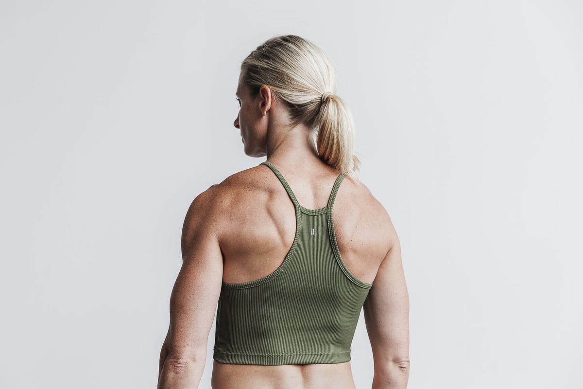 Nobull Halter Crop Tank Ribbed Träningslinne Dam Gröna | LM4920631