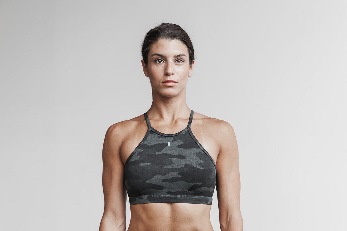 Nobull Halter Plush Heather Sport-BH Dam Grå Camo | UE6458301