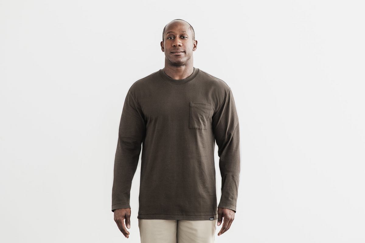 Nobull Heavyweight Pocket Långärmad T-Shirt Herr Choklad | KX1087543