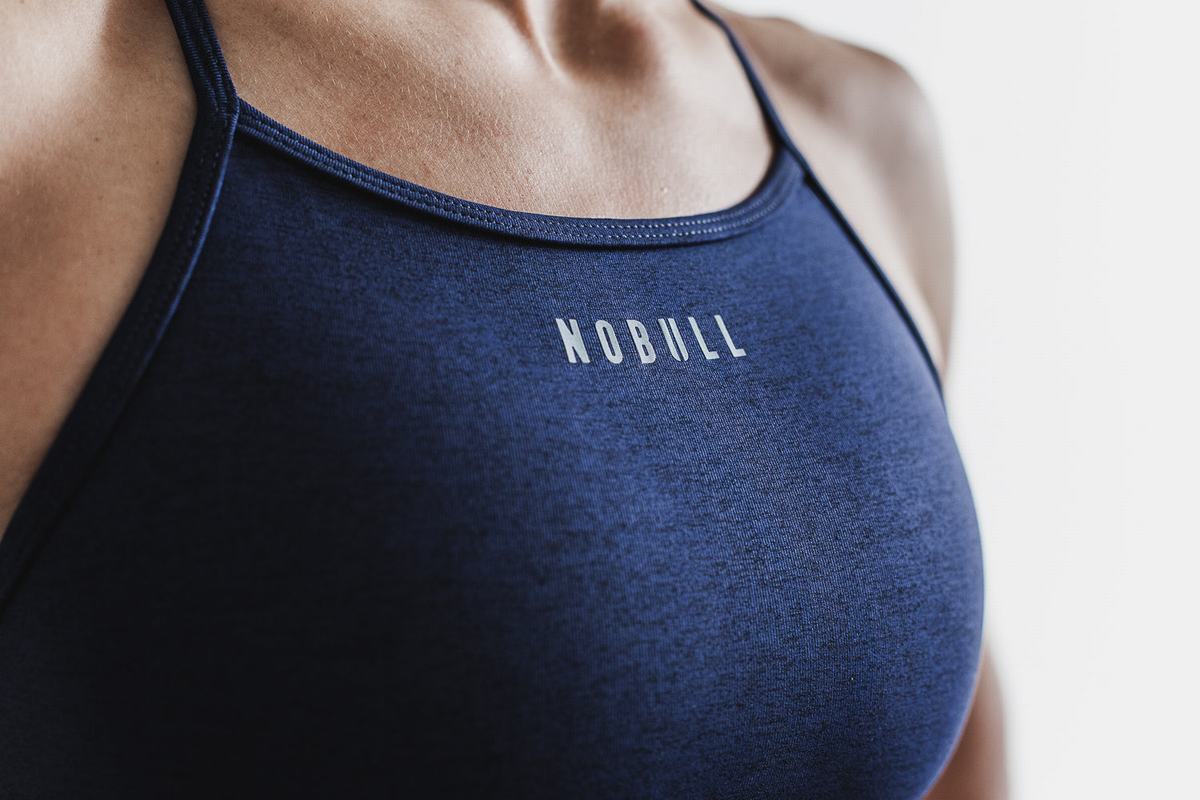 Nobull High-Neck Plush Heather Sport-BH Dam Marinblå | YQ4179056