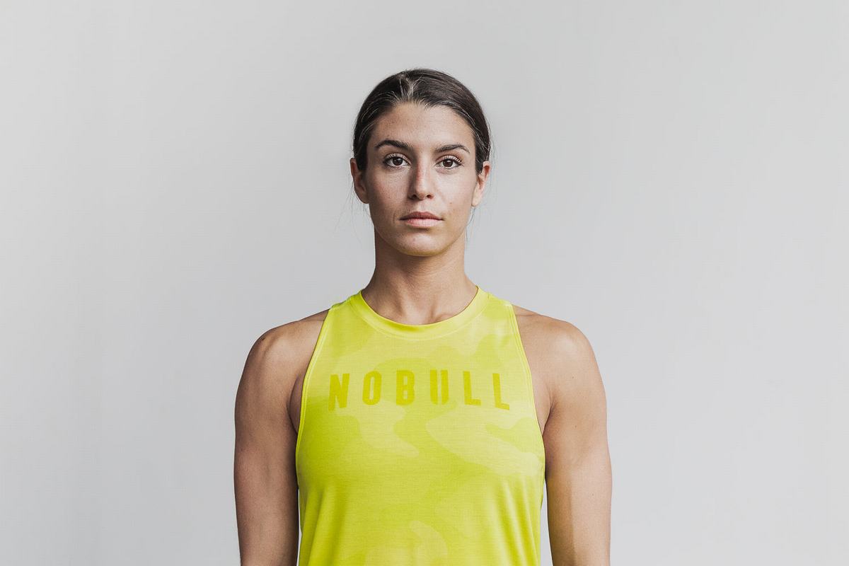 Nobull High-Neck Tank Neon Linne Dam Gula Camo | NX2903157