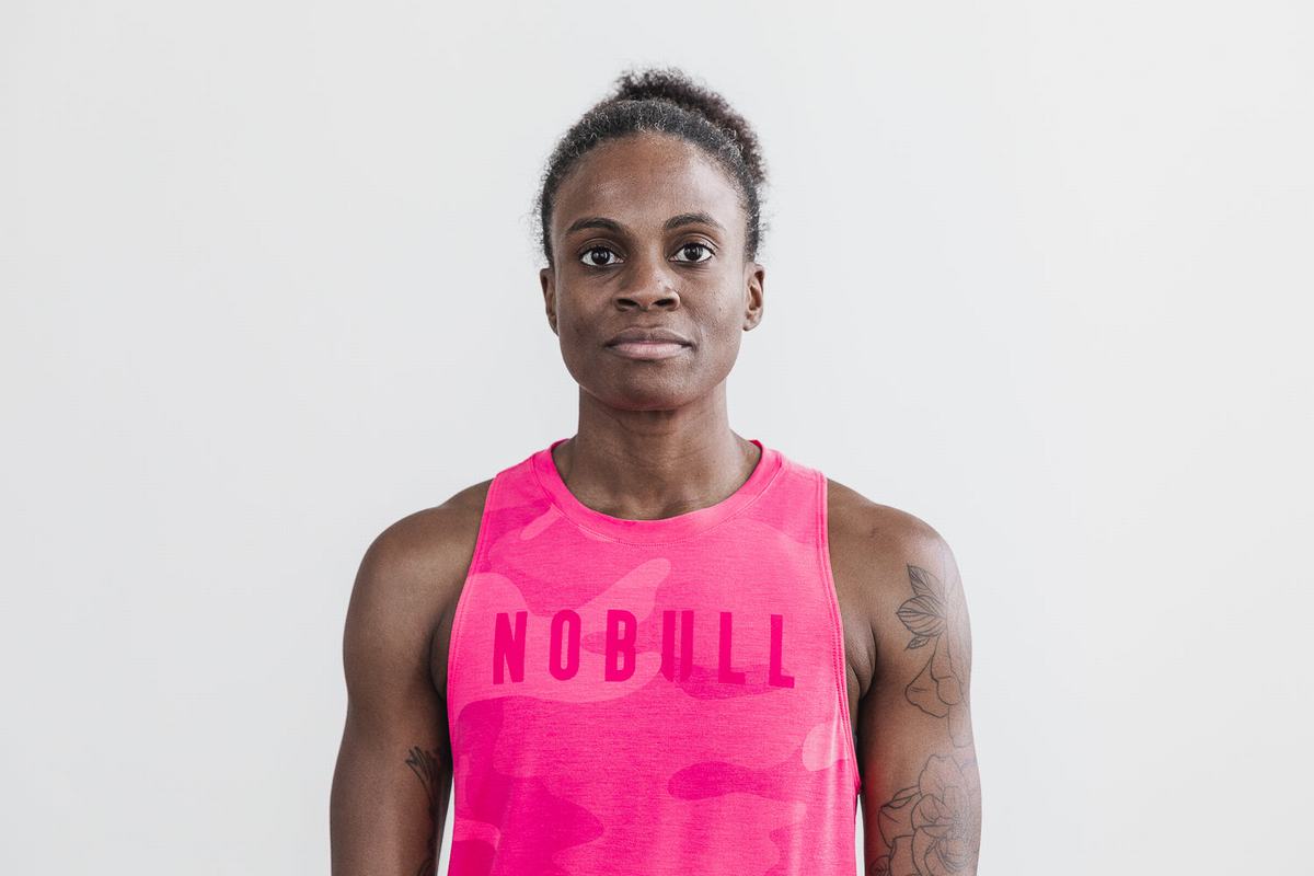 Nobull High-Neck Tank Neon Linne Dam Rosa Camo | YR0572638