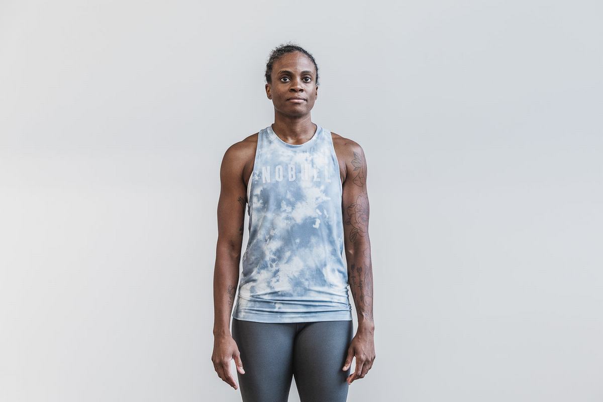 Nobull High-Neck Tank Tie-Dye Linne Dam Blå | ES3968142