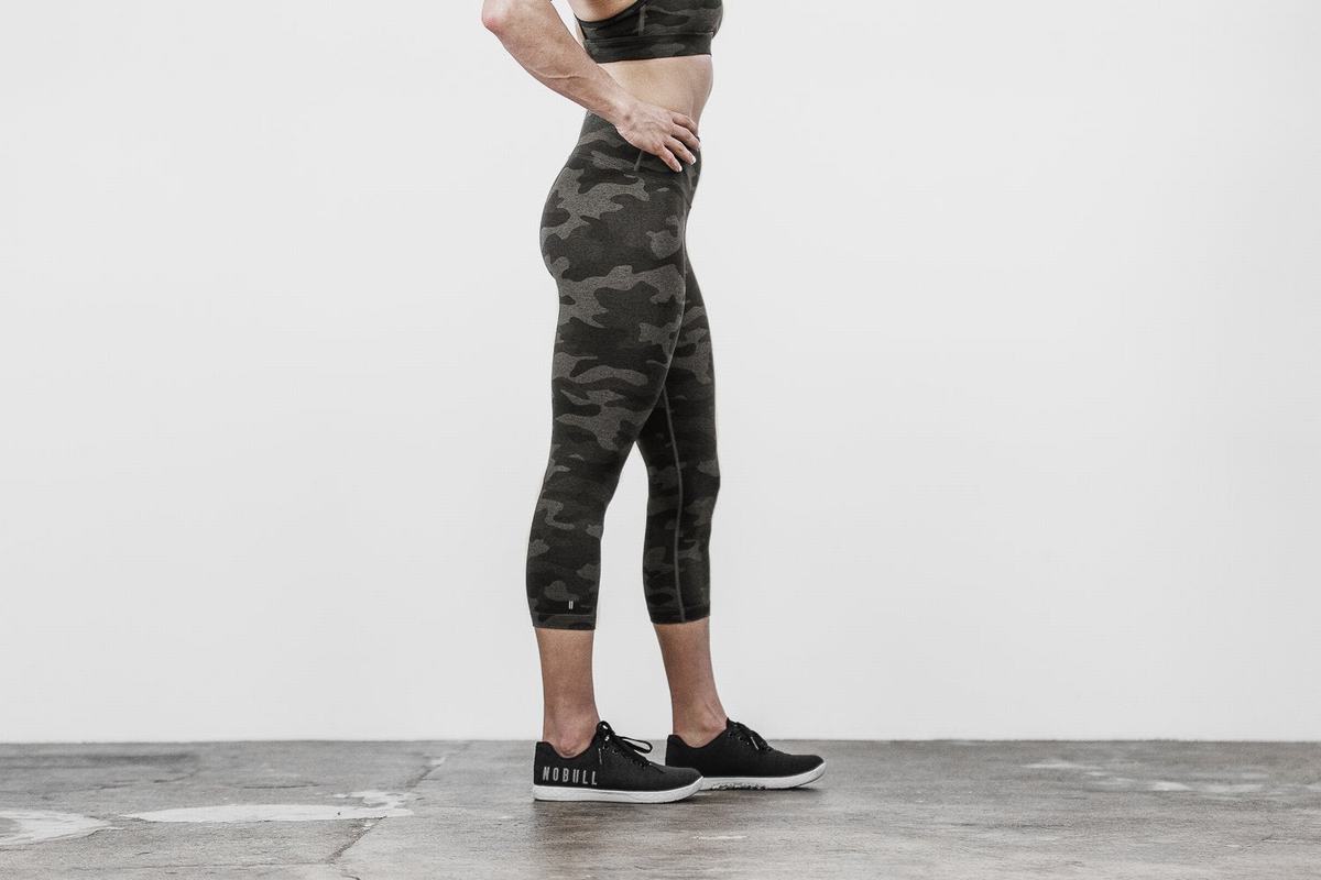 Nobull High-Rise Crop Plush Heather Strumpbyxor Dam Mörkgrå Camo | WM8605719