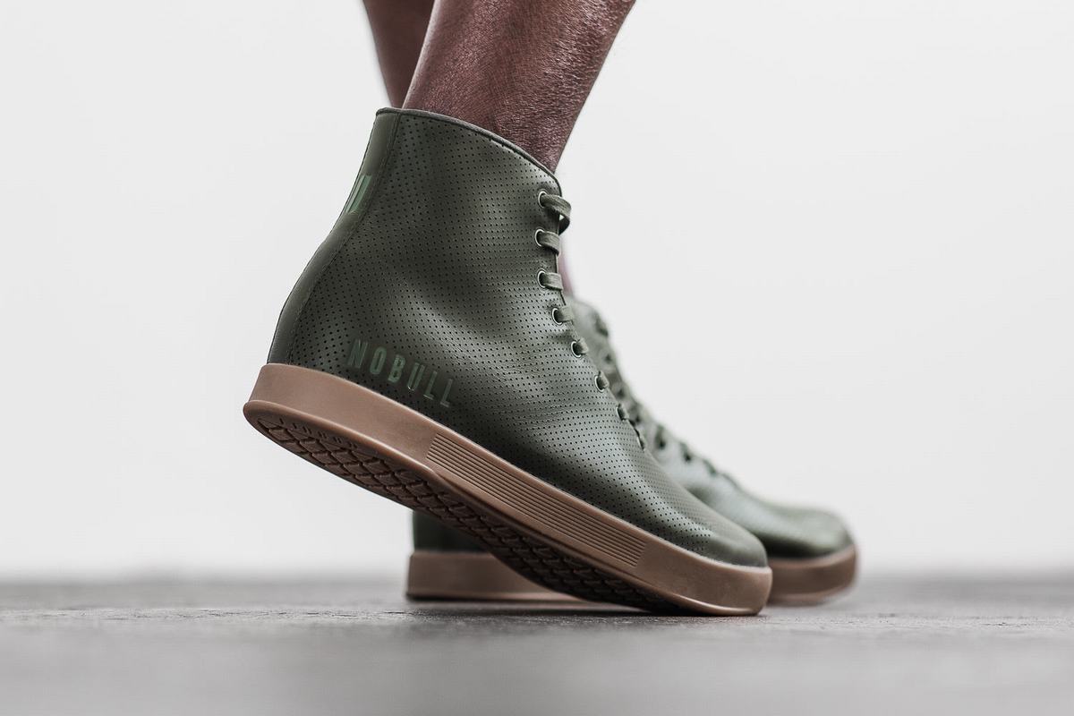 Nobull High-Top Army Leather Trainer Skor Herr Olivgröna | UG3714082