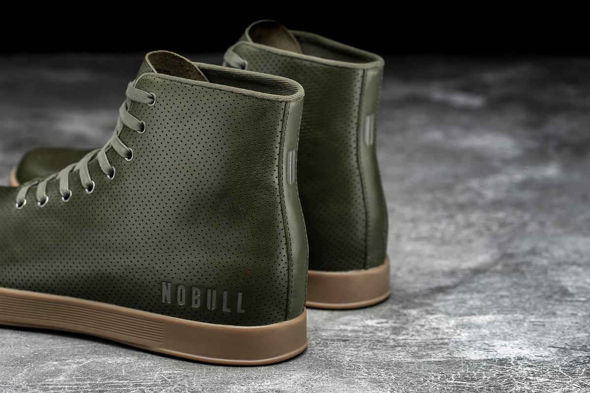 Nobull High-Top Army Leather Trainer Skor Herr Olivgröna | UG3714082