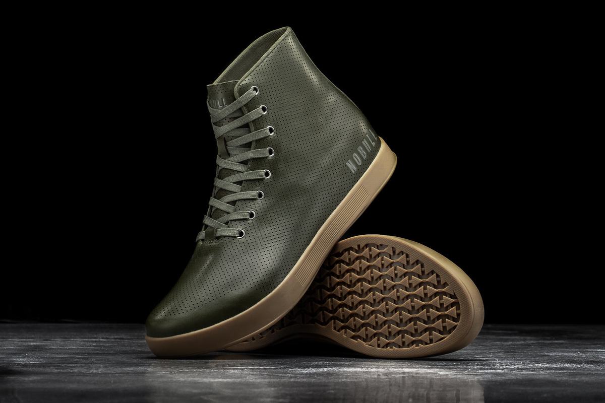 Nobull High-Top Army Leather Trainer Skor Herr Olivgröna | UG3714082