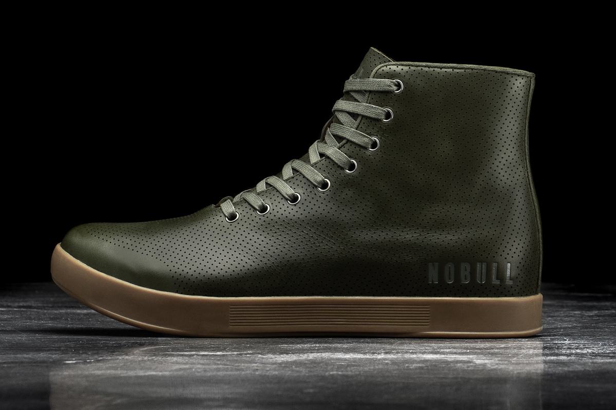 Nobull High-Top Army Leather Trainer Skor Herr Olivgröna | UG3714082