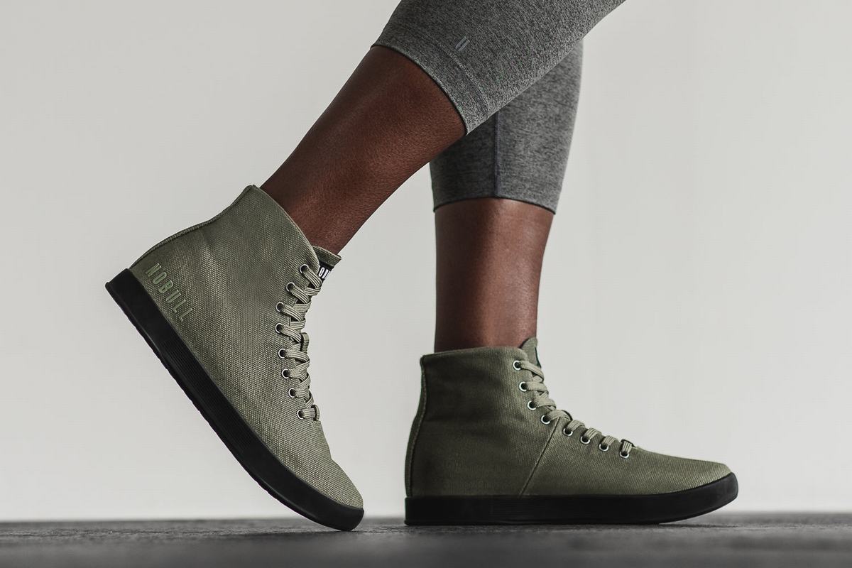 Nobull High-Top Canvas Trainer Skor Dam Mörkgröna Svarta | BL3807194