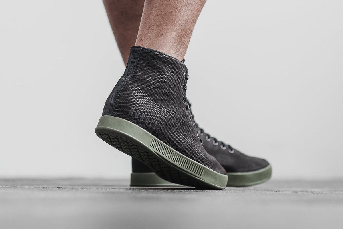 Nobull High-Top Canvas Trainer Skor Herr Svarta Mörkgröna | IL1608254