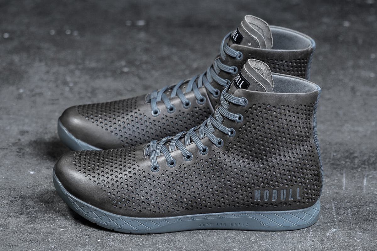 Nobull High-Top Leather Trainer Skor Dam Grå | KM9073156