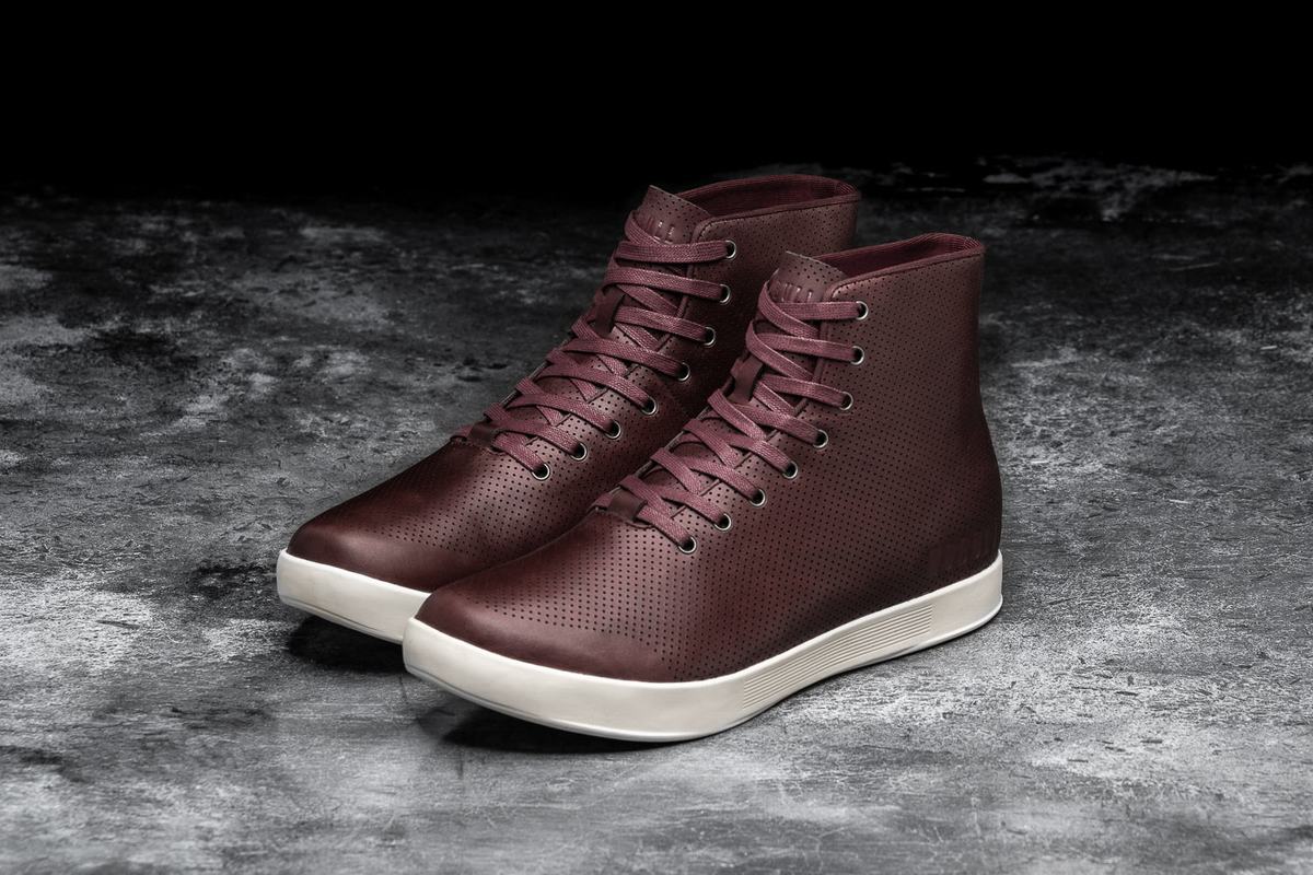 Nobull High-Top Leather Trainer Skor Dam Vinröda | UH6279108