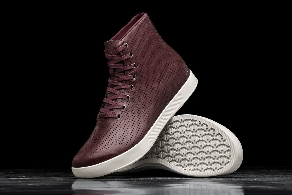 Nobull High-Top Leather Trainer Skor Dam Vinröda | UH6279108