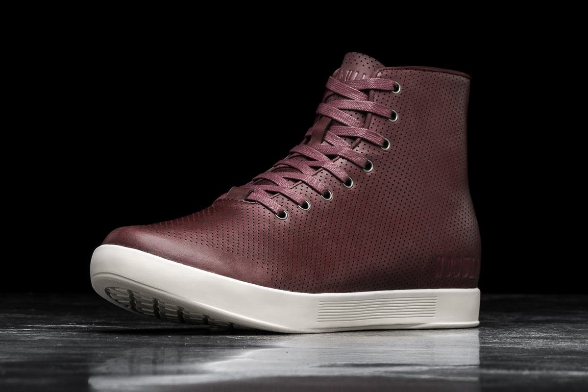 Nobull High-Top Leather Trainer Skor Dam Vinröda | UH6279108