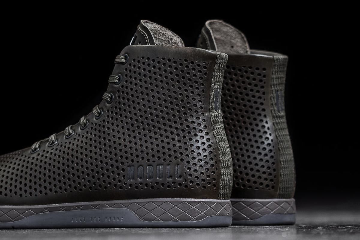 Nobull High-Top Leather Trainer Skor Herr Olivgröna | IM4187529