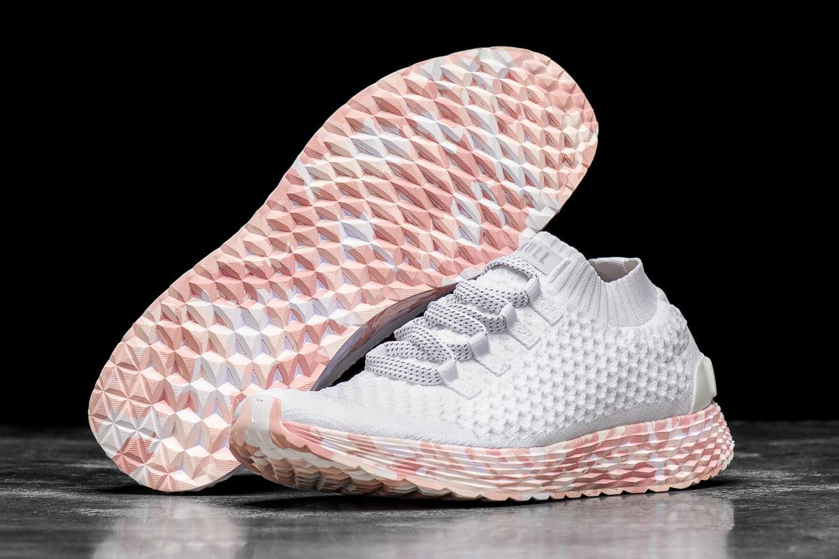 Nobull Knit Runner Löparskor Dam Vita Rosa | JN0764259