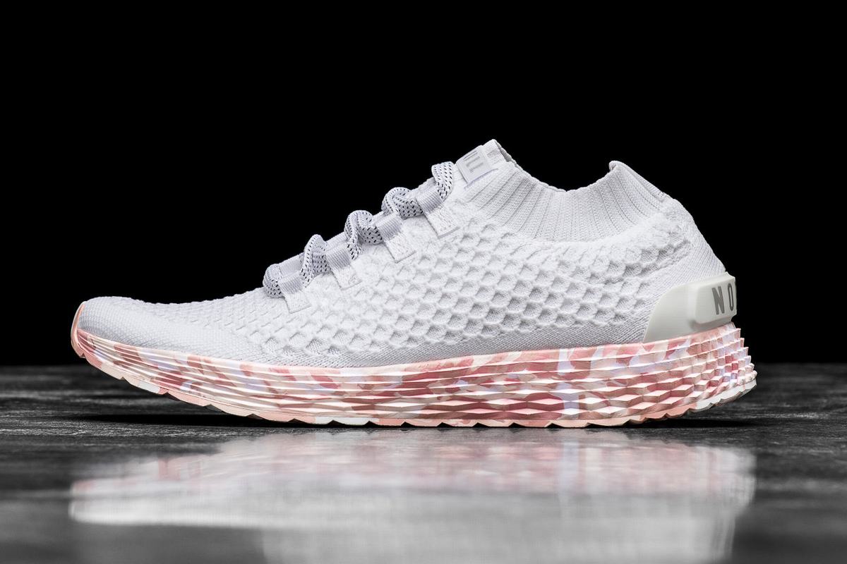 Nobull Knit Runner Löparskor Dam Vita Rosa | JN0764259