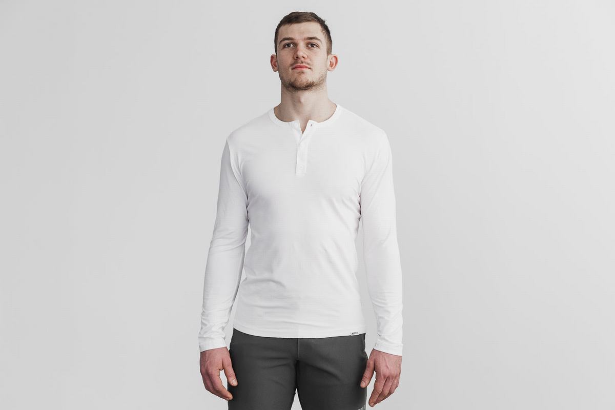 Nobull Lightweight Henley Långärmad T-Shirt Herr Vita | GV9152086