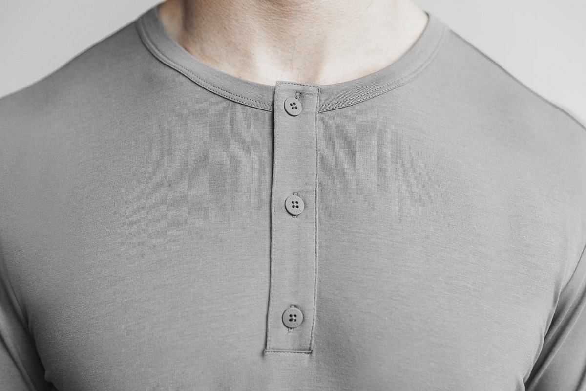 Nobull Lightweight Henley Långärmad T-Shirt Herr Mörkgrå | XC3462079