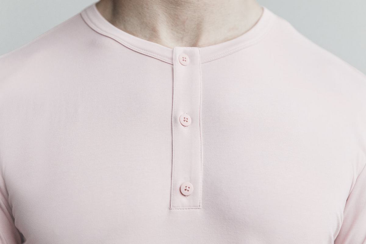 Nobull Lightweight Henley Långärmad T-Shirt Herr Rosa | XW0419658