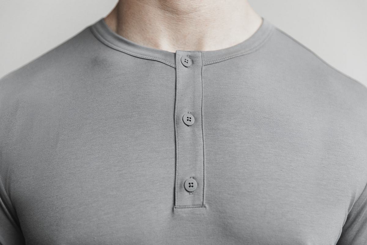 Nobull Lightweight Henley T-Shirt Herr Mörkgrå | TK0986312