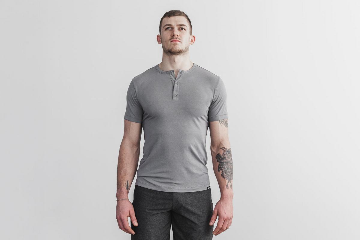 Nobull Lightweight Henley T-Shirt Herr Mörkgrå | TK0986312