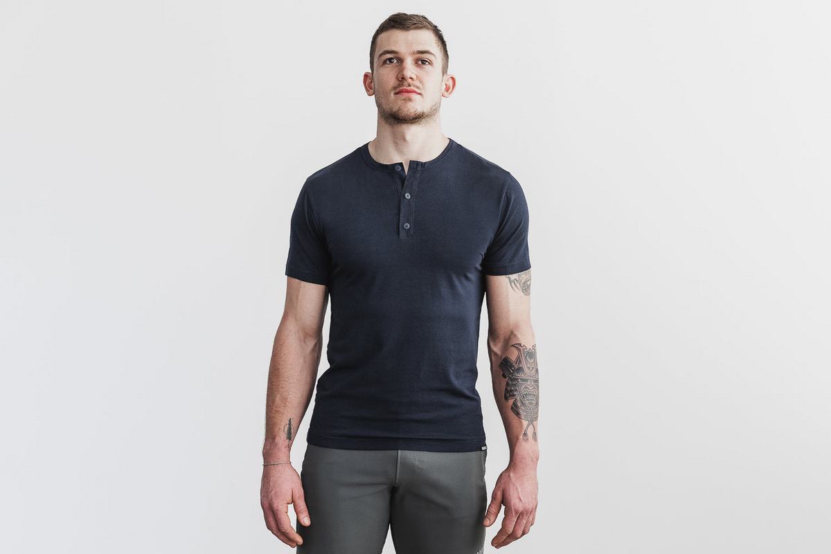 Nobull Lightweight Henley T-Shirt Herr Marinblå | WV3169452