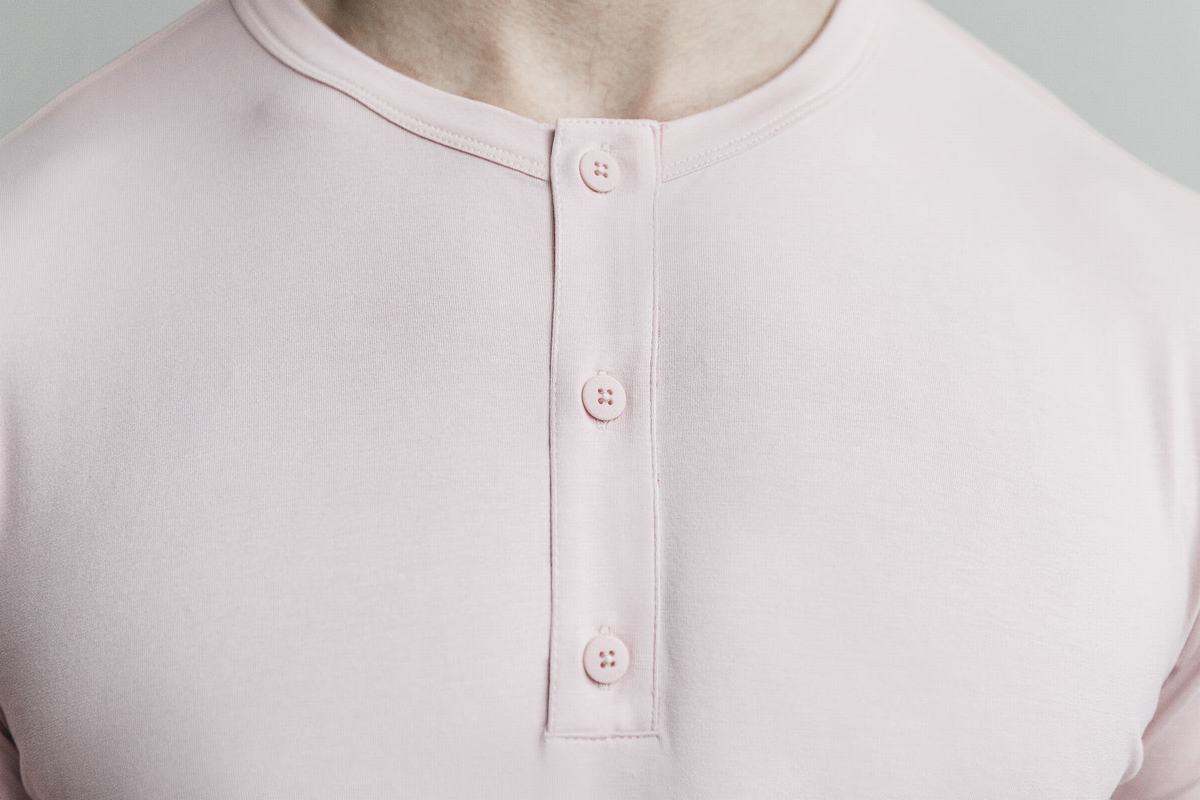 Nobull Lightweight Henley T-Shirt Herr Rosa | GA0372465