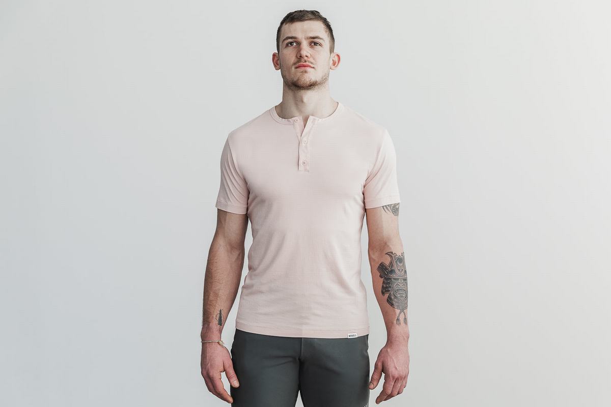 Nobull Lightweight Henley T-Shirt Herr Rosa | GA0372465