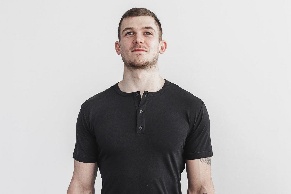 Nobull Lightweight Henley T-Shirt Herr Svarta | LC7394160