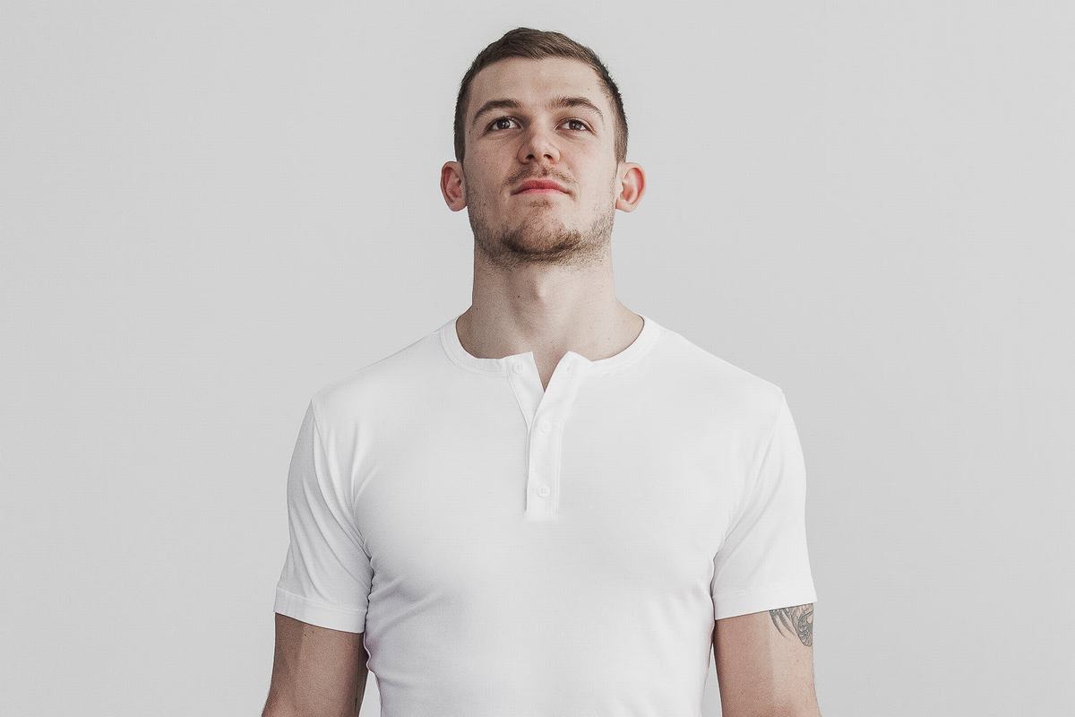 Nobull Lightweight Henley T-Shirt Herr Vita | AK4917835