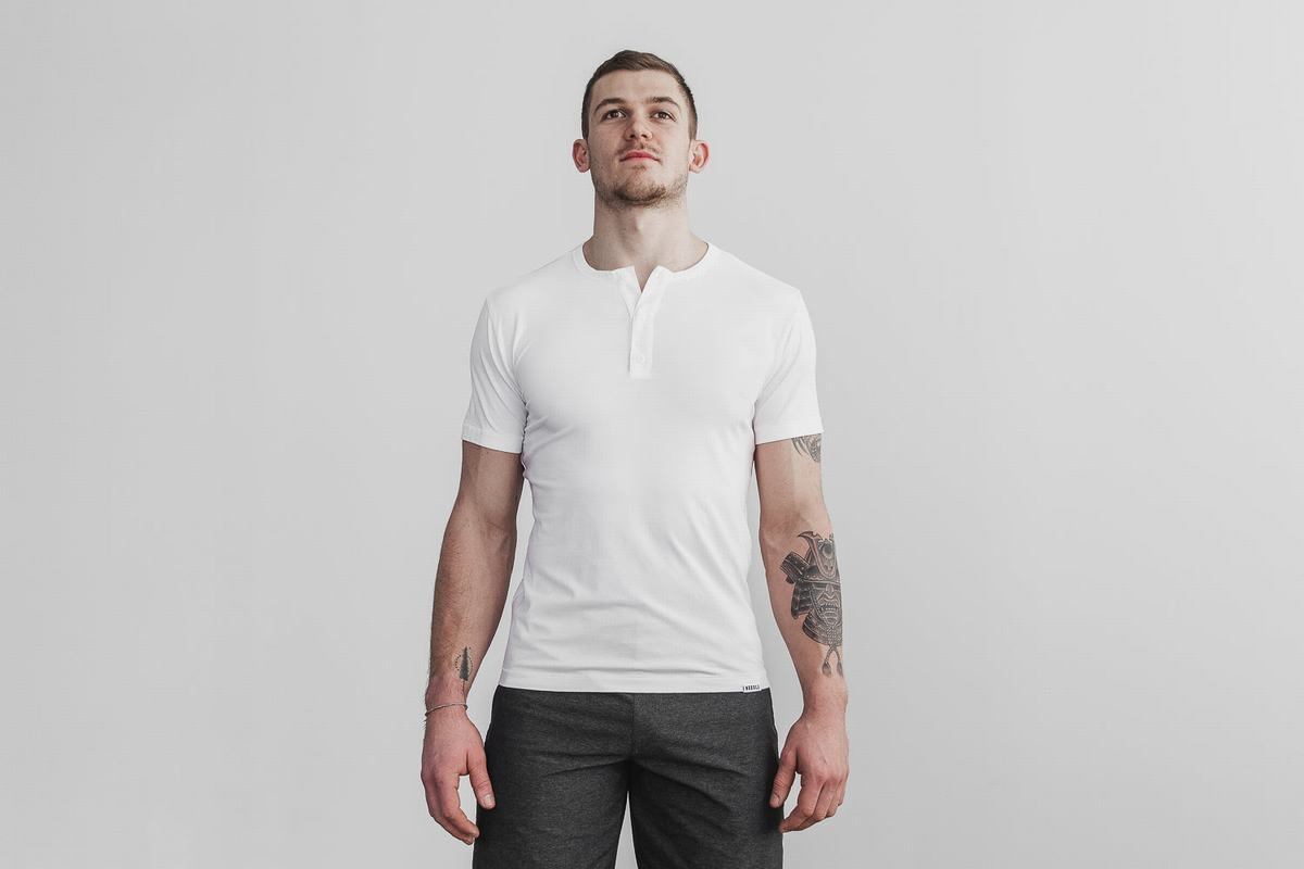 Nobull Lightweight Henley T-Shirt Herr Vita | AK4917835