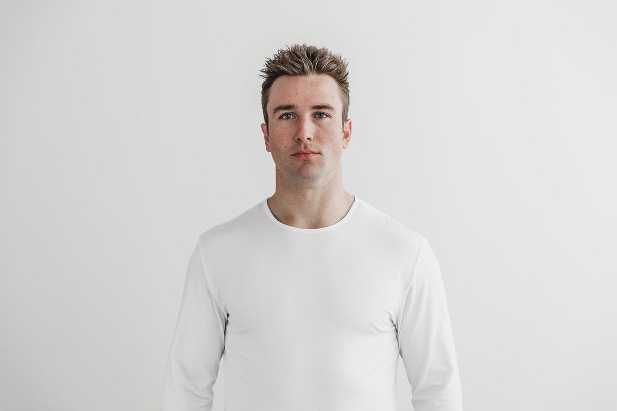 Nobull Lightweight Långärmad T-Shirt Herr Vita | SQ1872409