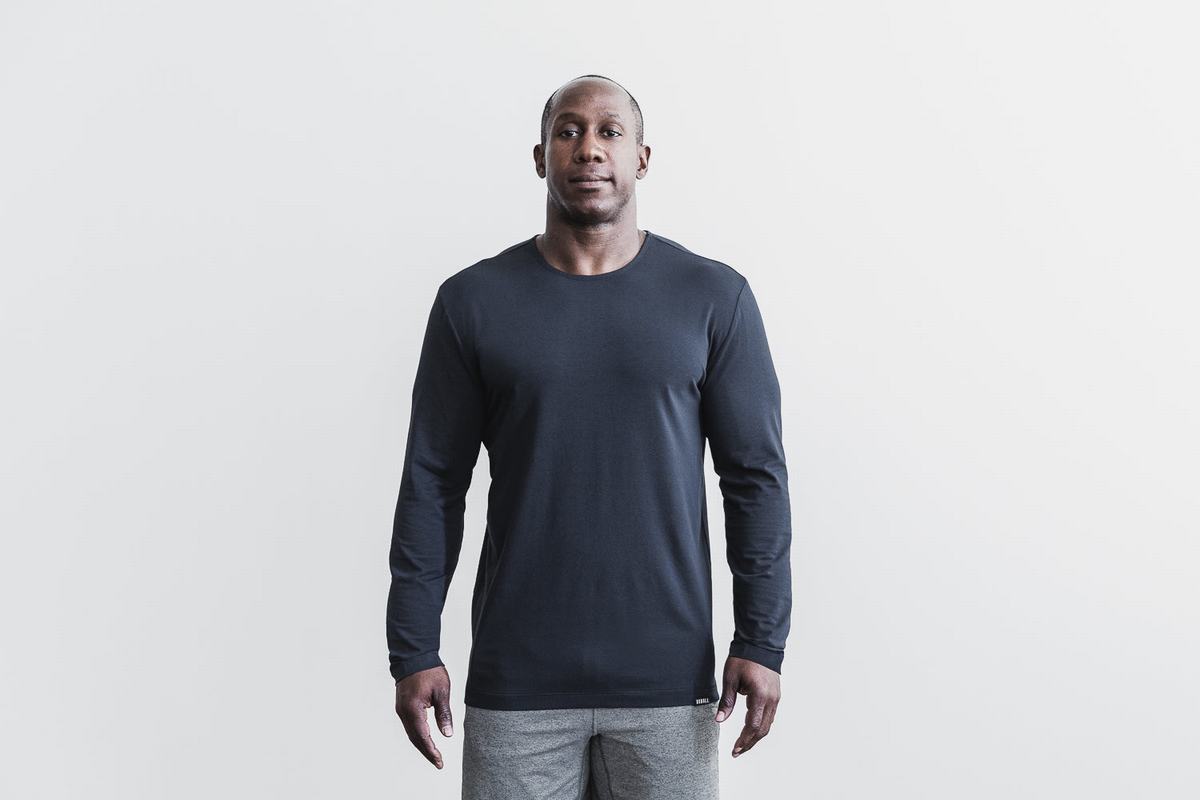 Nobull Lightweight Långärmad T-Shirt Herr Marinblå | VB6129043